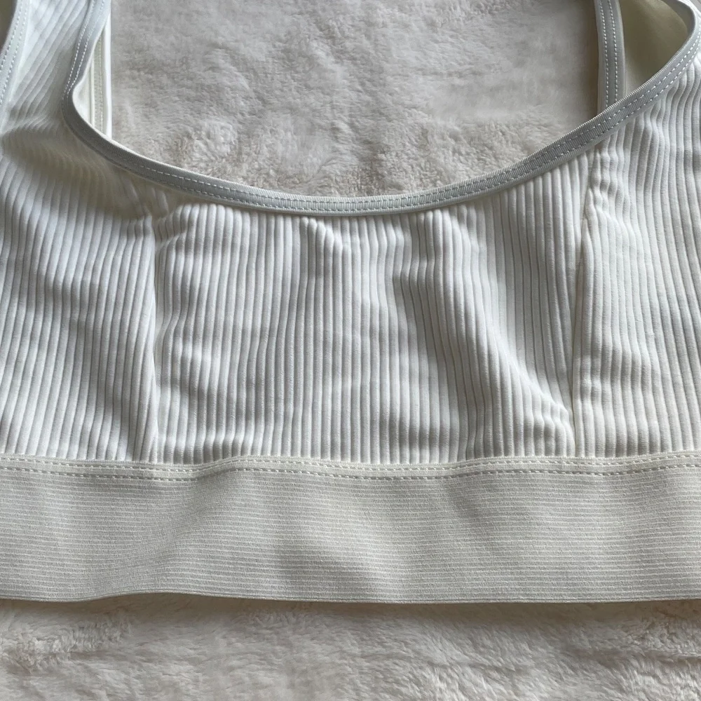 New! Frankie's Bikinis Drew ribbed Bralette Bikini Top white 14732